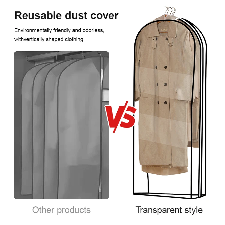 2024 Fashion Clothes Dust Cover  with Logo Coat Suit Wardrobe Drawer Clear Bag Organizer Hanging Garment Covering Protection