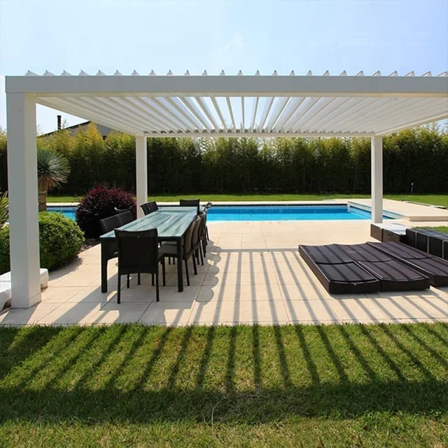 Bioclimatic Aluminium Pergola Outdoor Adjustable Louvered Roof Gazebo Exquisite Motorized