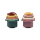Baby Diy Stacking Toy Silicone Stacking Cups Trends BPA Free Custom Silicone Building Soft Safe Baby DIY Toy
