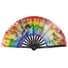 Hand Fan Folding Hand Fan Holographic Good Vibes LARGE 66cm Hand Made Folding Fan Perfect For Festivals