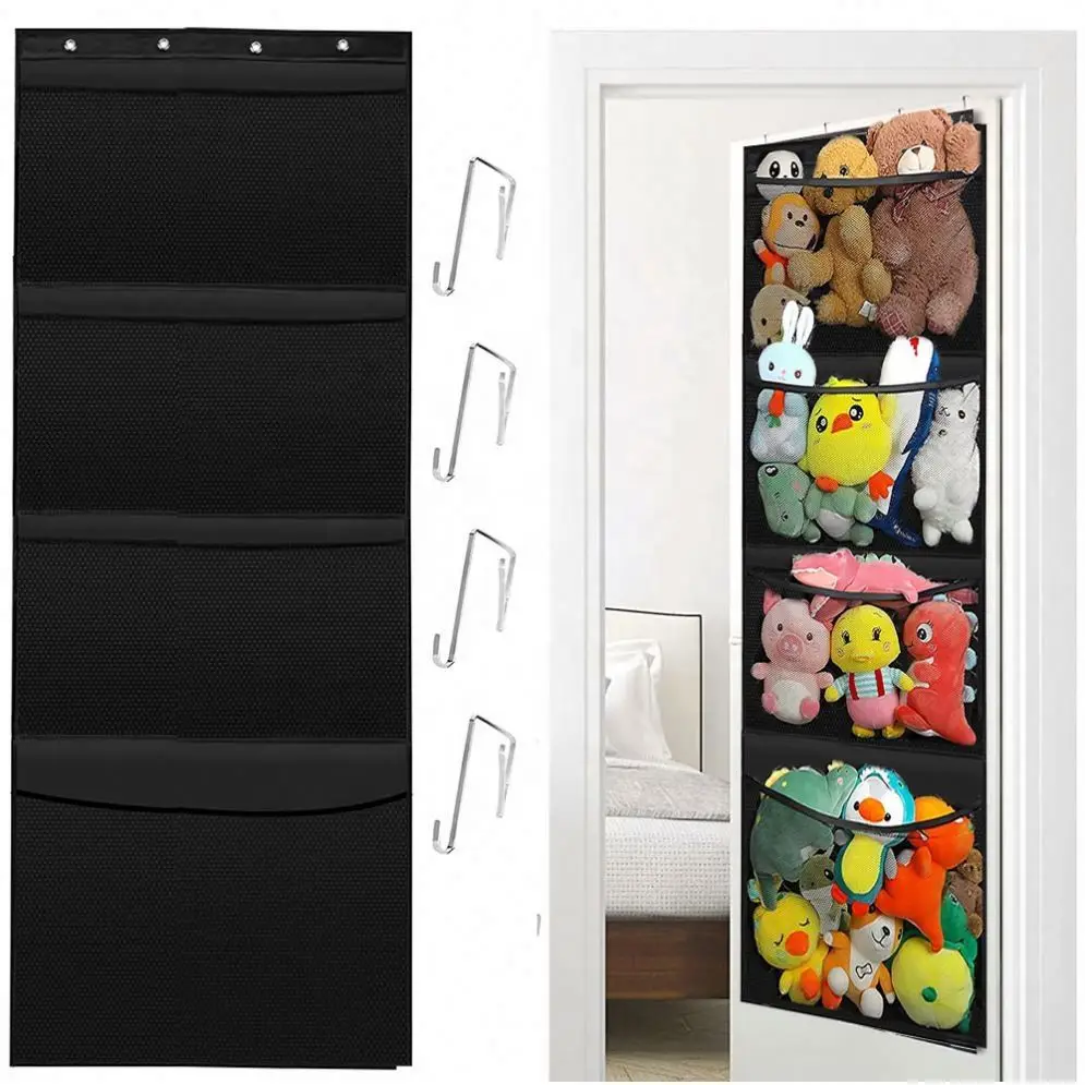 Door Hook Organizer with 4 Large Pockets Nursery Closet Cabinet Baby Storage Wall Mount Baby Hanging Door Organizer