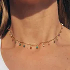 Alloy Necklace Creative Retro Color Rice Bead Tassel Pendant Single Layer Necklace For Women