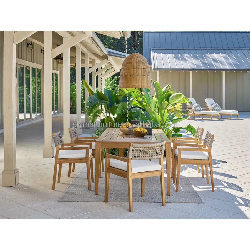 New arrival outdoor furniture solid wood patio garden dining set