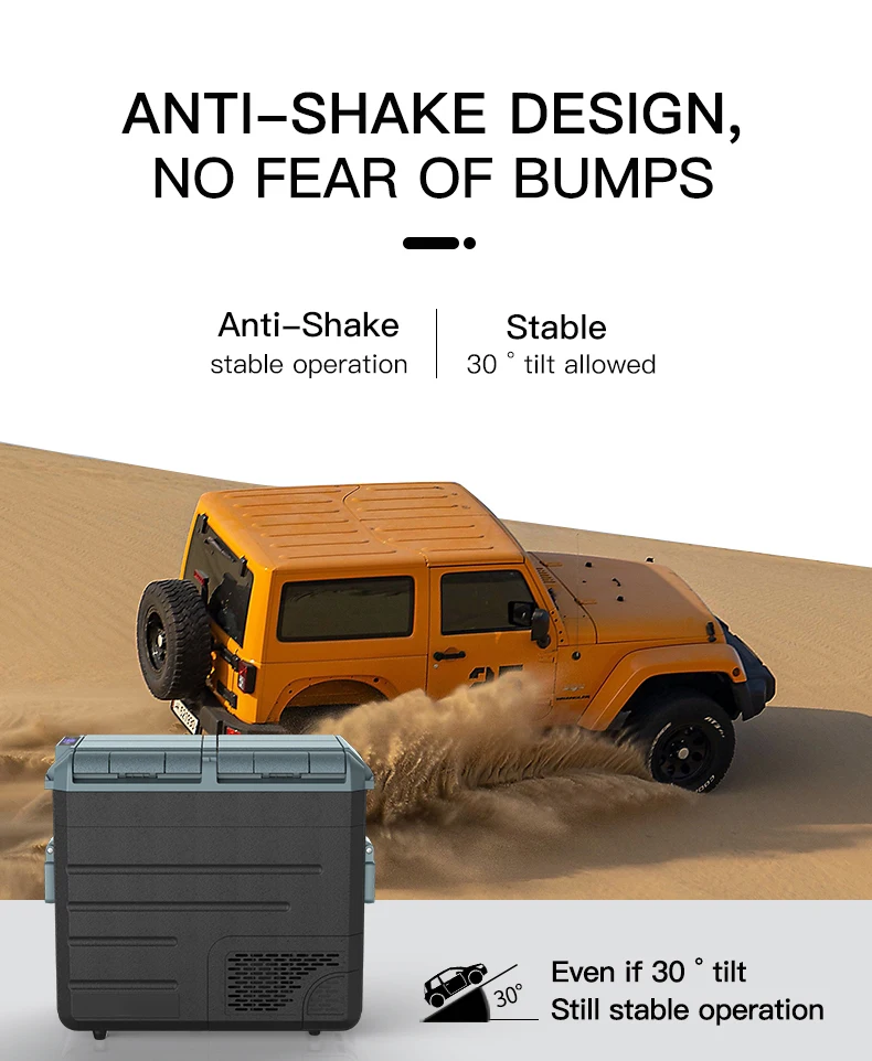 38L 48L 58L Portable Battery Powered Mini Fridge Car Refrigerator Freezer with AC Adaptor for Camping Home Use DC 12v/24V