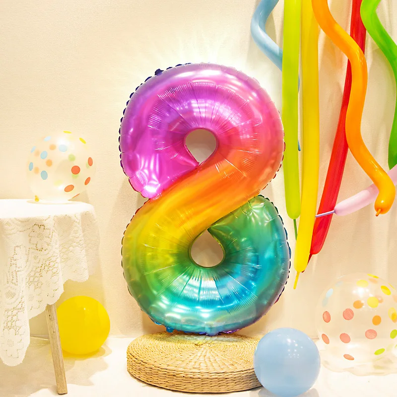 Hot sale 32 inch Jelly color number 0-9 aluminum foil balloon birthday party wedding decoration number balloon wholesale