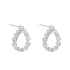 Sterling Silver Jewelry Silver Trendy Women's 925 Sterling Silver Needle Drop-shaped Zircon Stud Earrings Jewelry