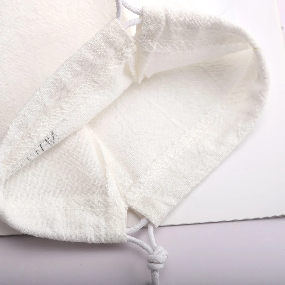 New Fabric Washing Cotton Linen Cosmetic Travel Skincare Bag Custom Logo Printing Cotton Muslin Gift Makeup Drawstring Pouch