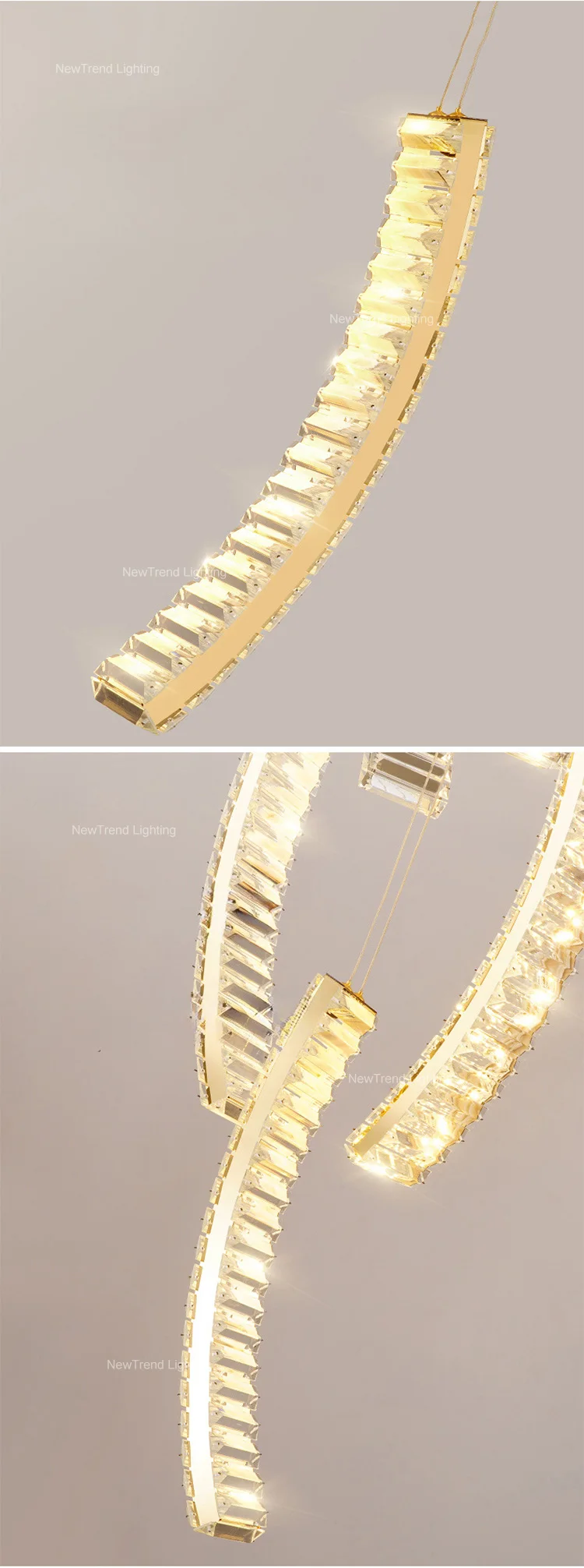 CPL-298 Luxury Design Indoor Decoration Villa Hall Hotel Lobby Staircase Crystal LED Chandelier Light manufacture