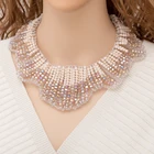 Factory Direct Sales Arrival Glass Braided Beaded Wave Statement Necklace For Women