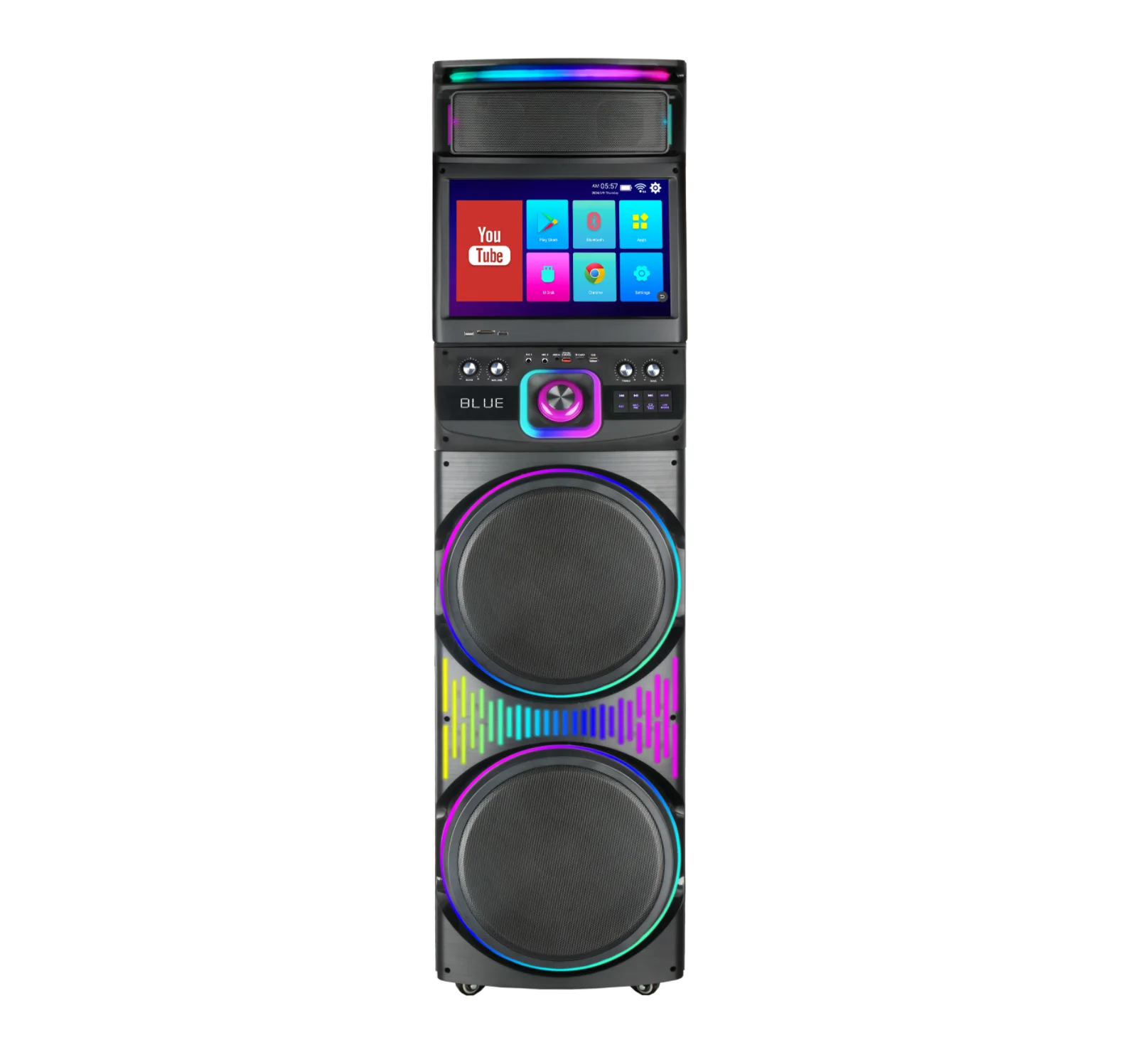 Latest GD-1417 1200W Partybox Speaker with Touch Screen Wifi Connection 15.4'' Screen TV Party Speaker with MIC Karaoke Speaker