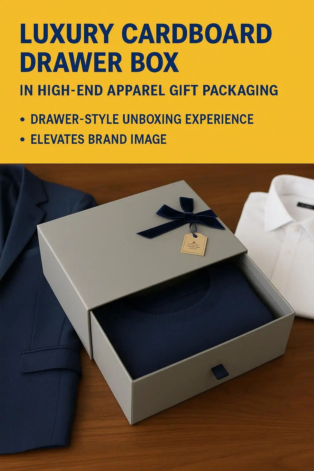 Luxury Rigid Cardboard Drawer Gift Box with Ribbon Pull Custom-Made Matte Finish Embossed for Clothing Shoe Packaging Candle Use - detail 5