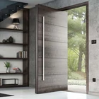Prettywood Modern Grey House Exterior Wooden Front Main Entrance Pivot Door For Sell