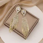 Long Earrings Ladies Luxury Full Diamond Tassel Long Earrings Trendy Personality Pendant Earrings