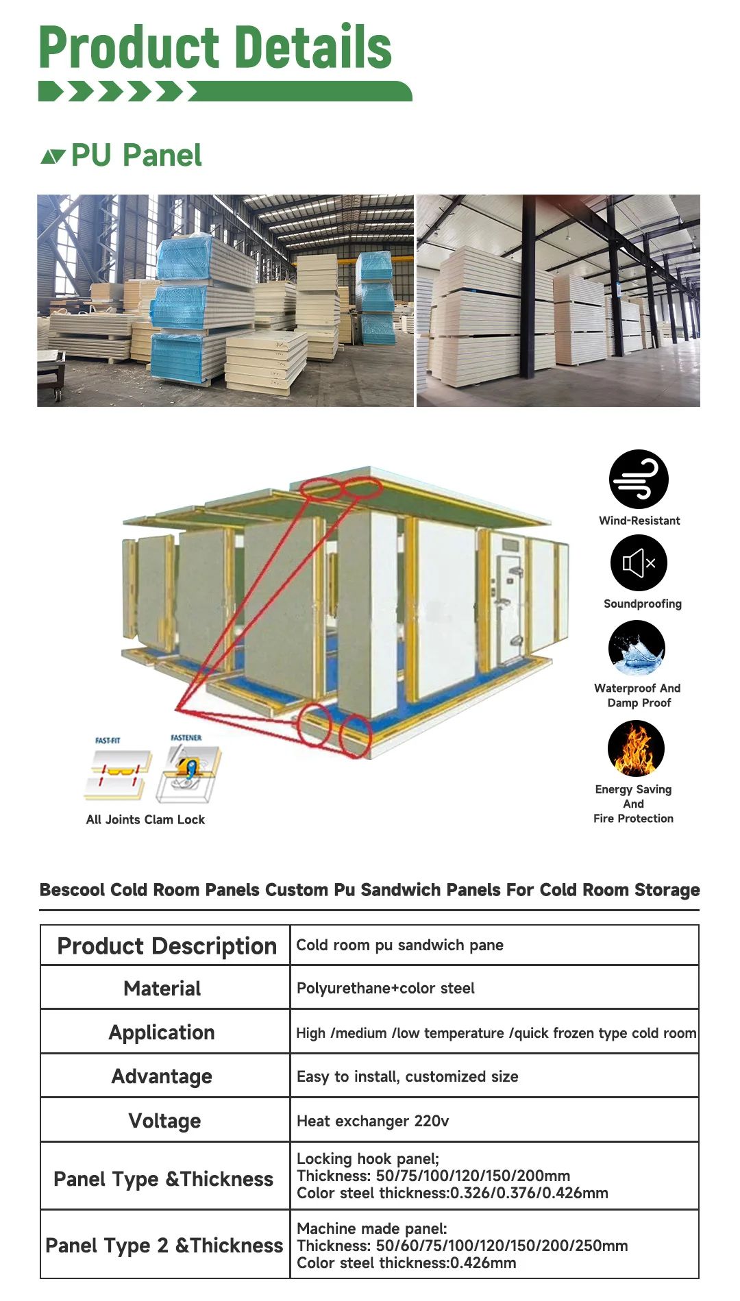 Commercial Walk-in Cooler, 100mm, 220v - detail 8