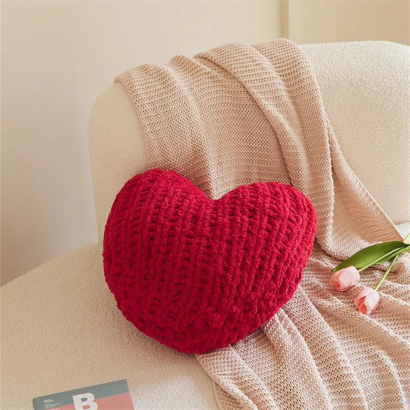 product heart super cozy 100 chenille knot pillow for home sofa decoration stn-62