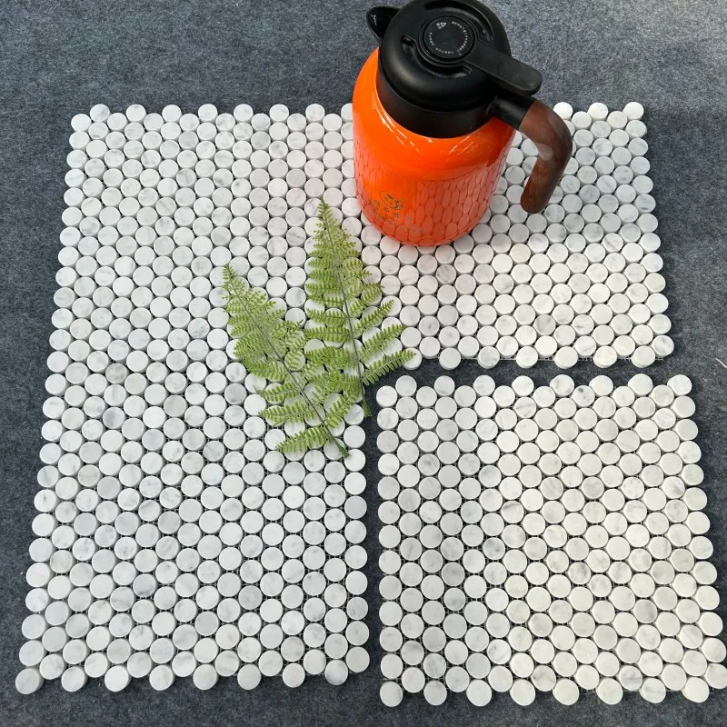 product ydstone high quality white carrara marble mosaic tile polished natural stone round tile with waterproof feature 1 year warranty-4