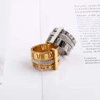 Rings Rings Ring Ring Hot Sale 18k Gold Vacuum Plating Zircon Simple Design 2 Finger Roman Numerals Rings