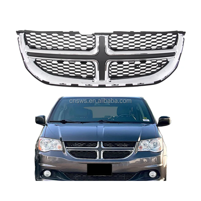 product front grille grill matte for 2010 2015 dodge grand caravan front black with chrome oem 68088969ac-35