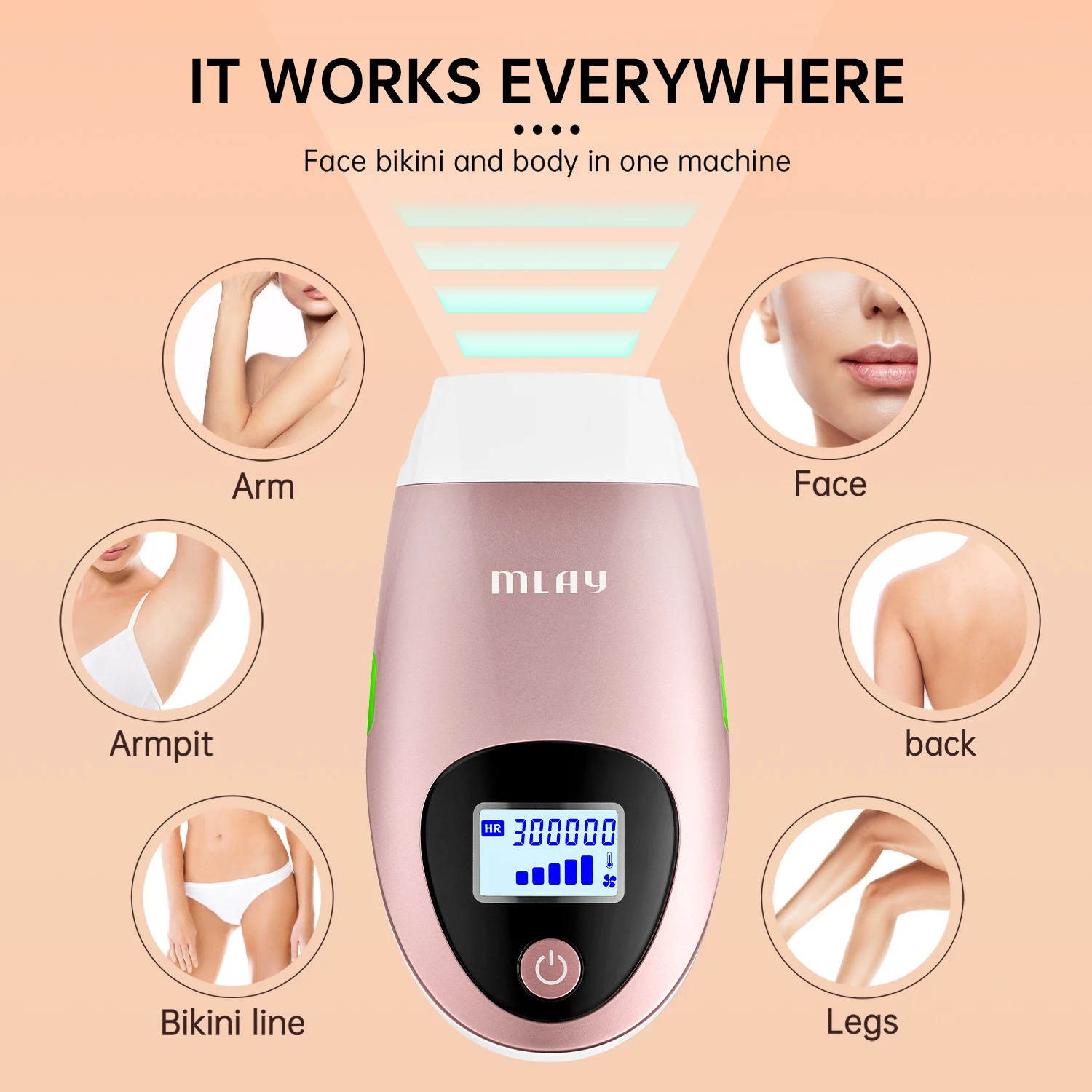 MLAY T3 Portable IPL Hair Removal Device Hot Selling for Whole Body Home Use Features Skin Rejuvenation Acne Treatment