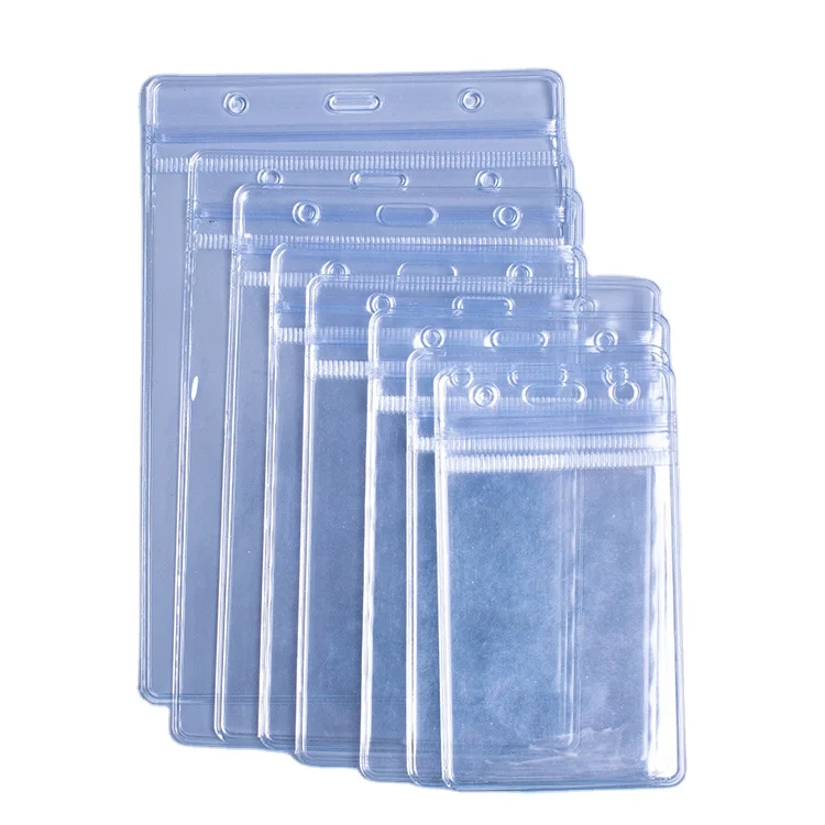 Office Plastic Vertical Style Badge Credit Card Holder Bag Clear 20 Pcs 