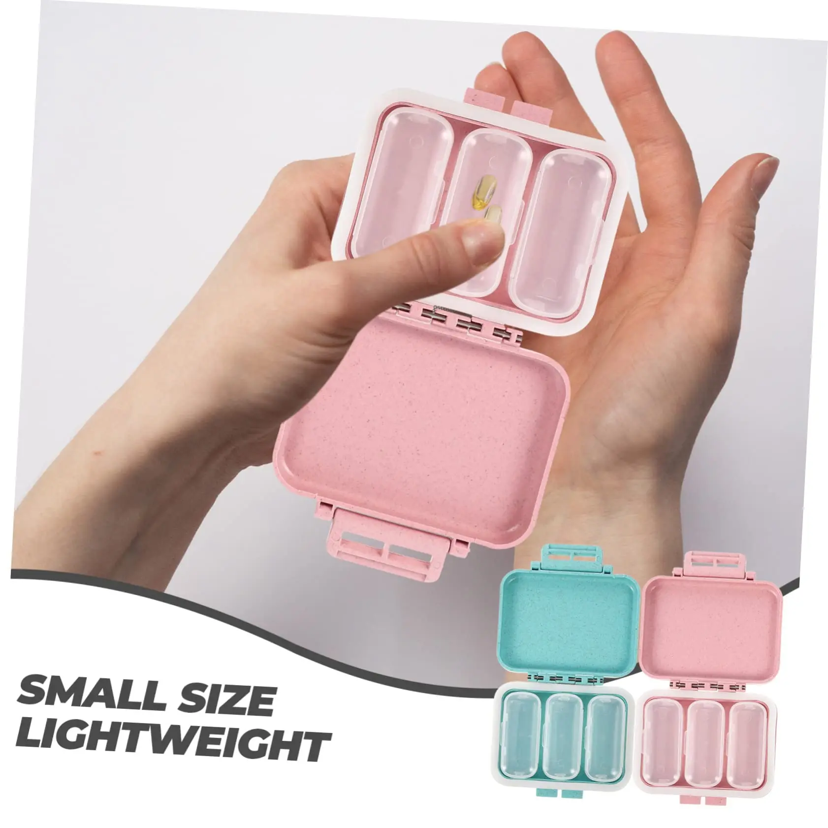 Portable 3-Compartment Pill Case Plastic and Wheat Straw PP Material Fits Pocket or Purse with Day Organization Features