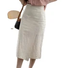 Skirt Tongrui 2021 Summer The Women's High-low Hem Linen Skirt With Centre Back Zip