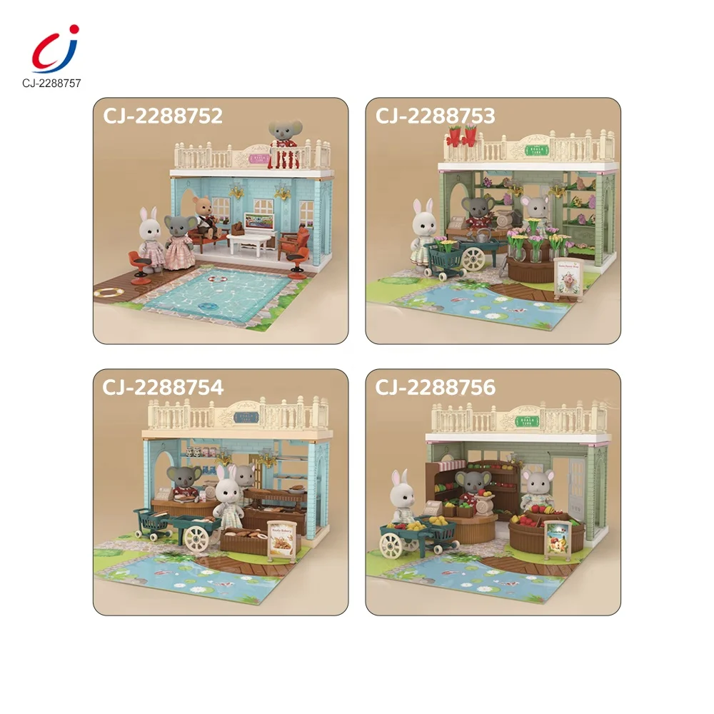 Chengji new arrival preschool pretend play miniature doll house toys shop diy assembly girl play house dollhouse toys set