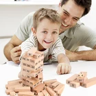 Toys Kids Natural Pine Wood Timber Jengas Stacking Blocks Tumbling Tower Board Games Wooden Building Blocks Toys