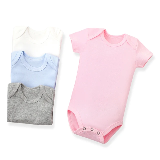 Many colors to choose 3M 6M 9M 12M 18M 24M Soft Cotton newborn Baby Summer Boy Girl Rompers Plain Bodysuit for baby