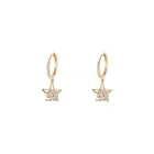 Women Huggie Earrings Delicate Silver Women Huggie Hollow Little Star Zircon Dangle Charm Hoop Earrings