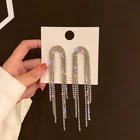 Earrings Red New Fashion Shiny Crystal Ladies Earrings Long Tassel Net Red Personality Earrings