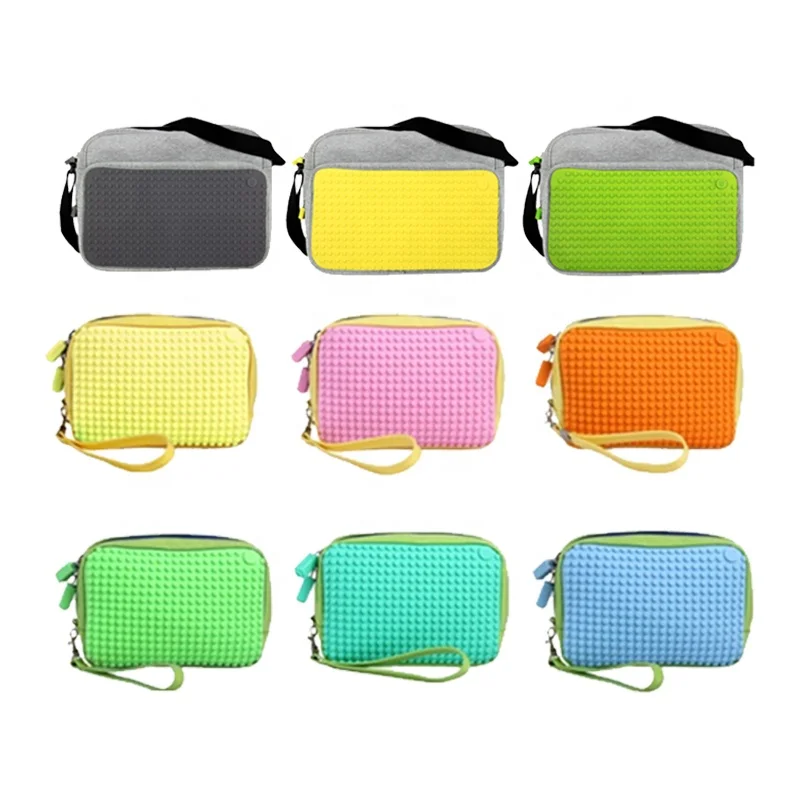 Eco friendly Travel Waterproof Silicone Jigsaw Puzzle Cosmetic Bag Wholesale for Ladies Custom Luxury Pink Large Capacity Pouch