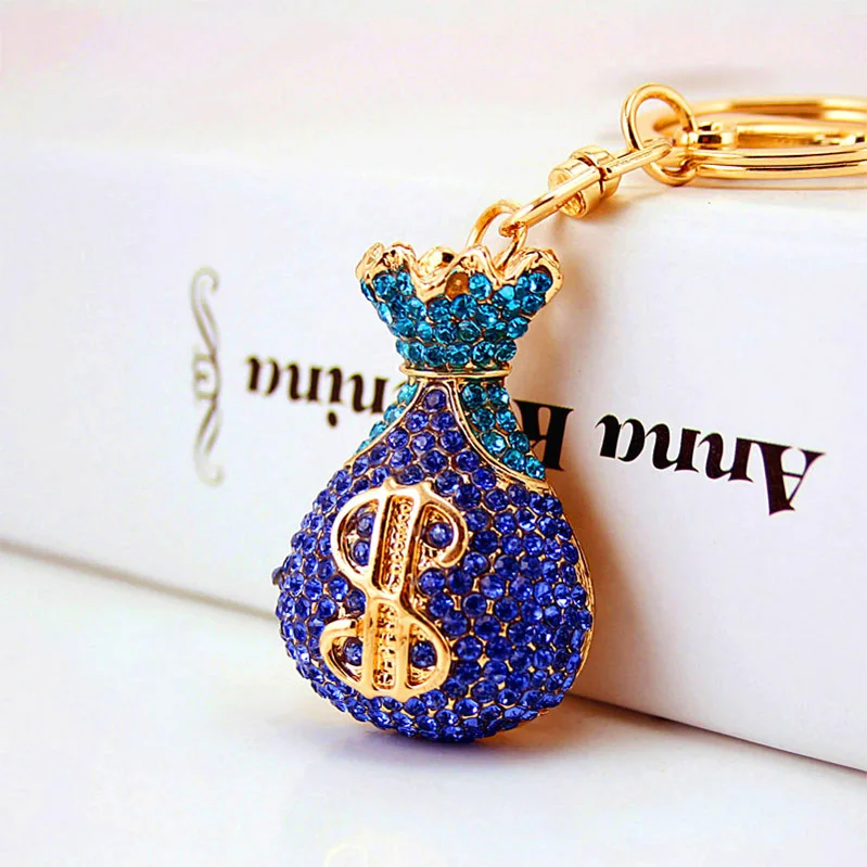New Fortune Bag Crystal Rhinestone Lucky Keychains Luxury Key Chain