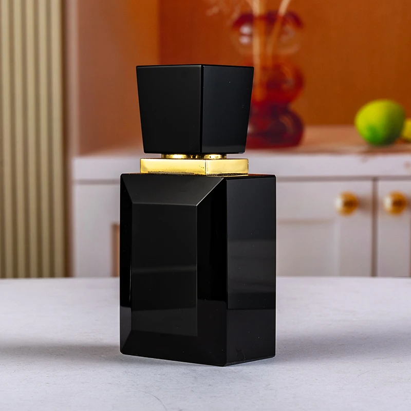 product hot selling black square box 6ml glass empty bottle elegant fashion temperament crystal perfume bottle-6