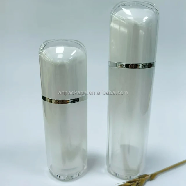 luxury double wall acrylic cosmetic duck mouth 30ml 50ml airless bottle pearl white sunscreen isolation airless cosmetic bottles