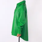 Oversized Fashion Women's Jackets Coats Drop Shoulder Single Breasted Ladies Genuine Leather Jacket
