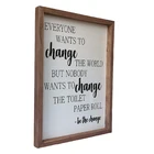 Quote Wall Art Decor Rustic Funny Bathroom Decor Toilet Paper Quote Wall Art With Wooden Frame
