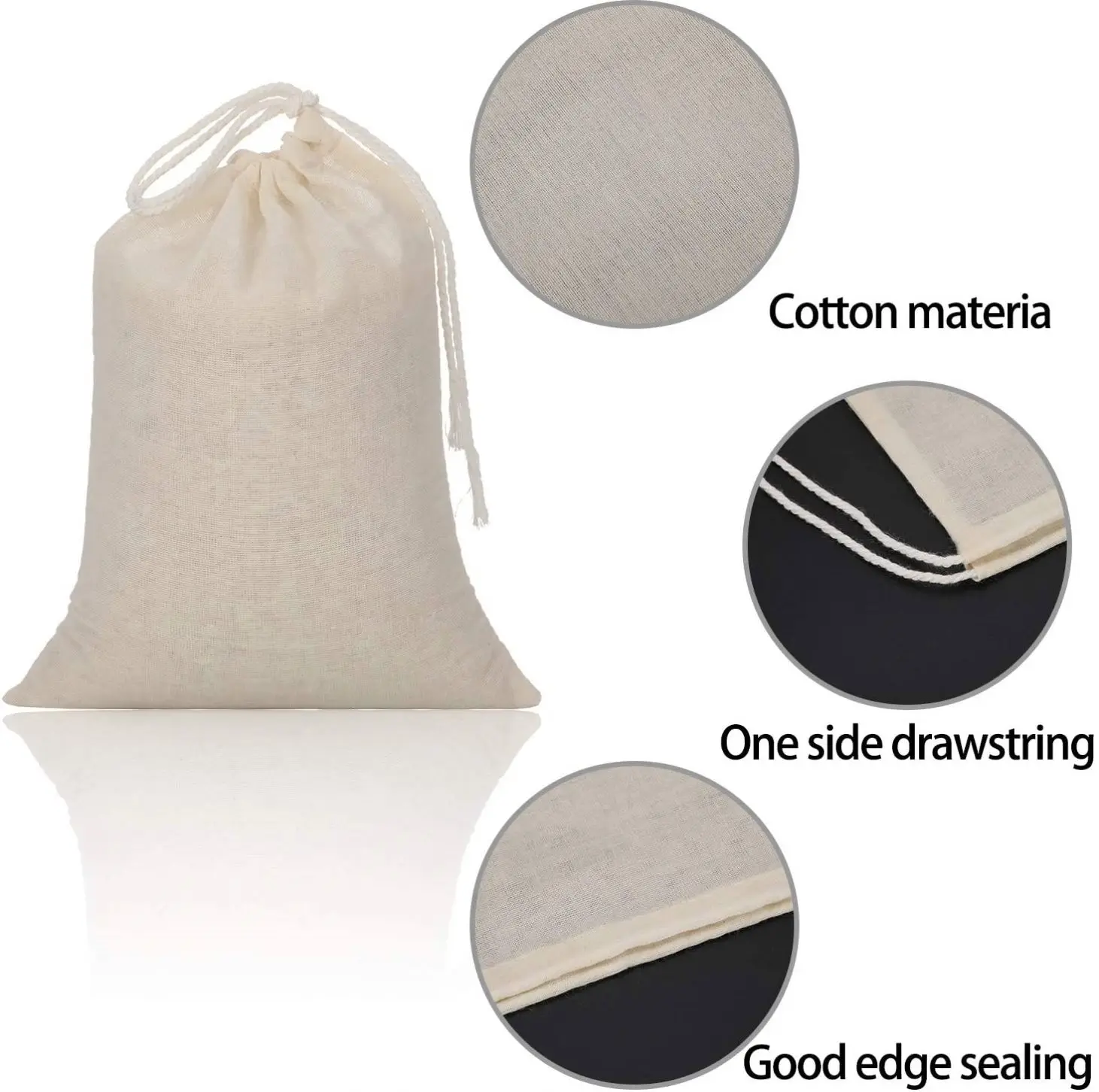 50 Pieces Cotton Drawstring Bags Muslin Bag Sachet Bag For Home Supplies Small-Medium-Large
