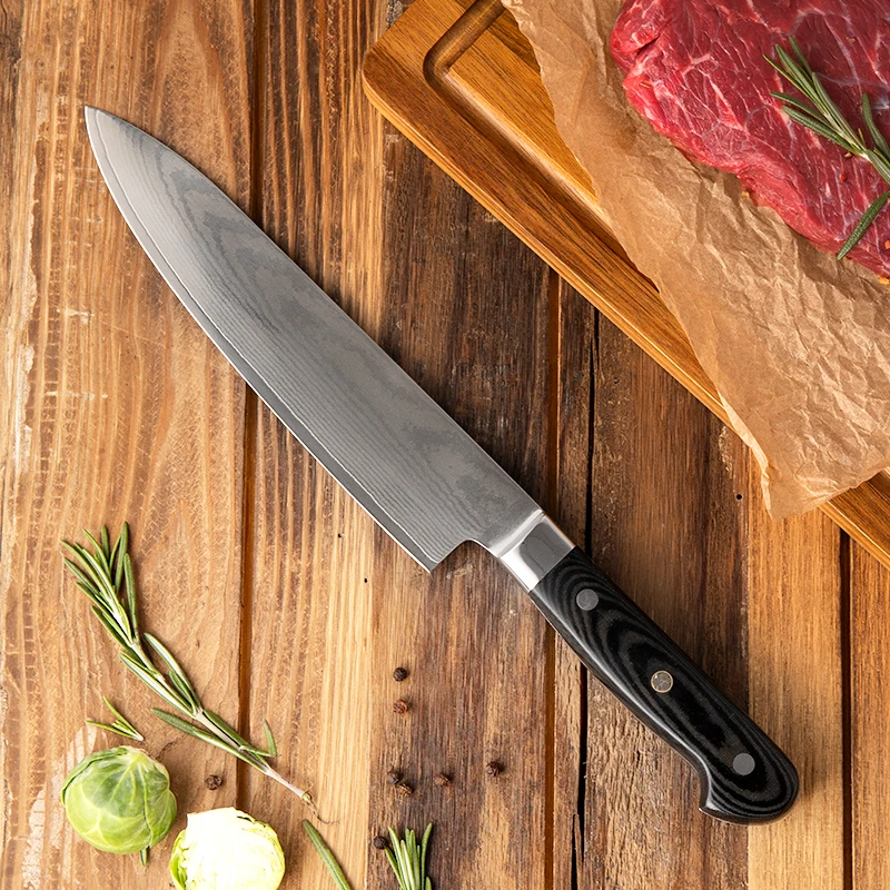 8 Inch Micarta Handle VG10 67 Layers Damascus Steel Professional Chef Knife Chefs Kitchen Knife