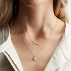 Pearl Necklace BUREI Cute Stainless Steel Gold Plated Chain Women's Simple Jewelry Pearl Pendant Necklace