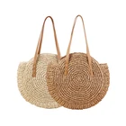 Straw Bag Women New Round Beach Shoulder Tote Bag Fashion Straw Hand Bags 2021 Women