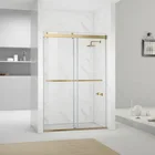 Hotel Brushed Golden Bypass Shower Door Complete Shower Screen