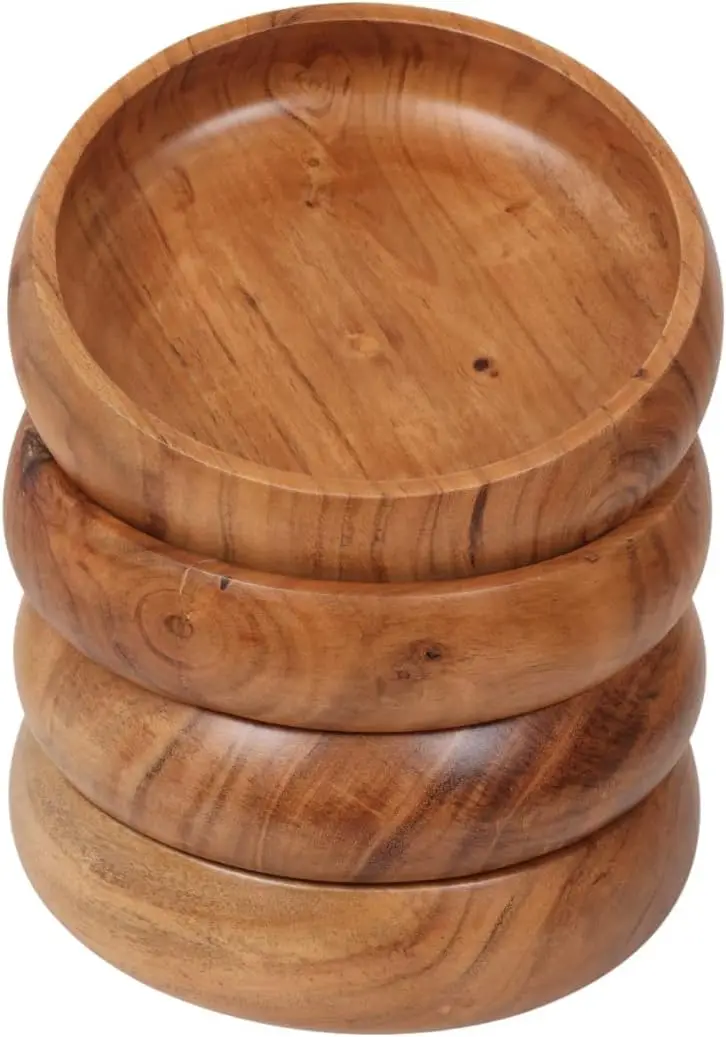 product custom acacia wood salad bowl serving board hand carved wooden bowl set for fruit salad-3