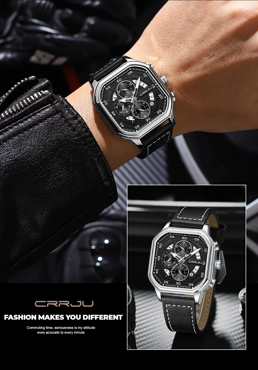 Crrju Factory Customized Logo Quartz Watch For Men Chronograph