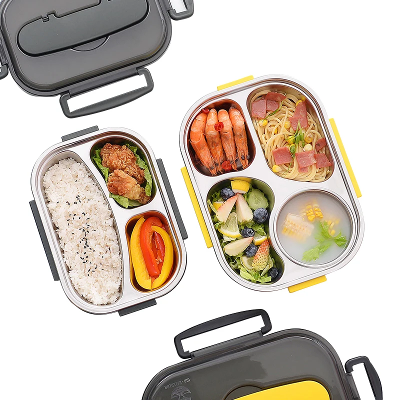 3 layer stainless steel lunch box of Foldable and portable food storage container for school adult