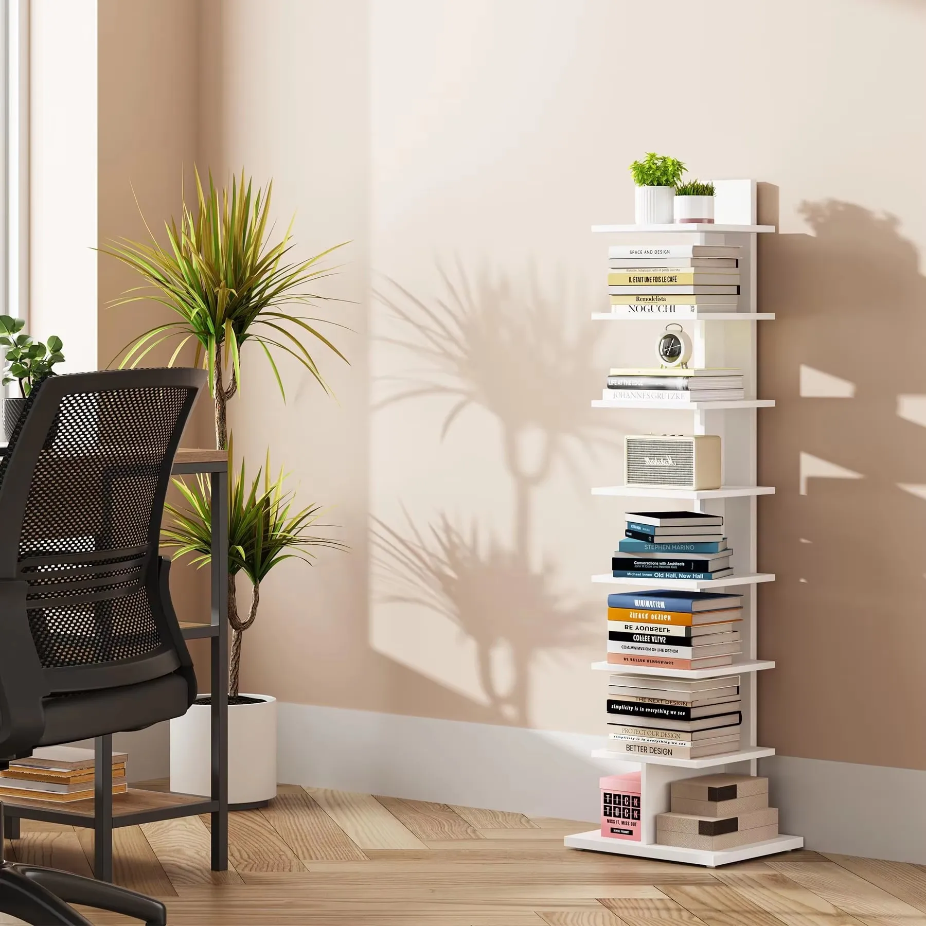 product 8 layer wooden vertical bookshelf for living rooms offices narrow spine bookcase study organizer for space constrained areas-4