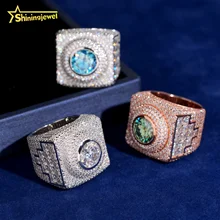 Fashion Men Ring Hip Hop Style Round Cut 10mm Iced Out VVS Moissanite Jewelry Custom 925 Sterling Silver Diamond Rings