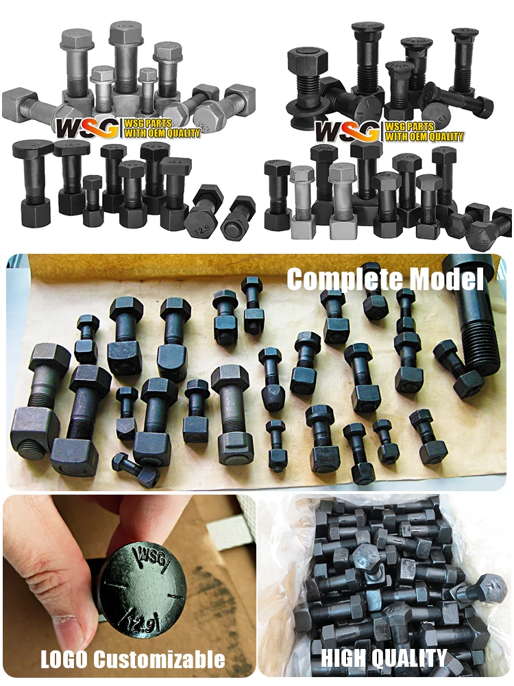 track bolt and nut M20*55 9W3619 9W3361 Compatible with CASE CX160 CATERPILLAR CAT320 NEW HOLLAND E215 JCB200 KATO HD820