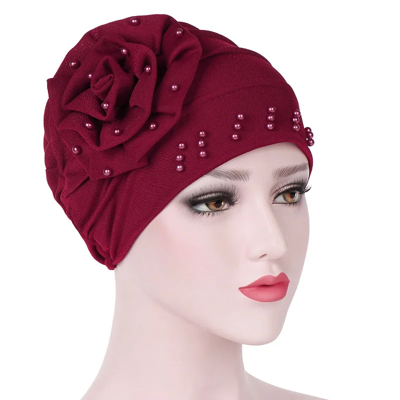 Glamorous Turban Womans Bowknot Chemo Hijab Turban Cap Beanie Hat Head Scarf Wrap Burgundy Turban Headwrap Head Scarves Chemo Head Scarf