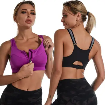 Sports Bras Hot Women Zipper Push Up Vest Underwear Shockproof Breathable Gym Fitness Athletic Running Yoga Bh Sport Tops